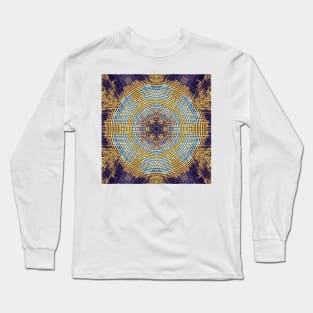 Weave Mandala Blue and Yellow Long Sleeve T-Shirt